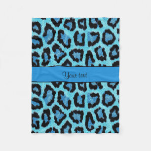 Blauer Leopard-Druck Fleecedecke