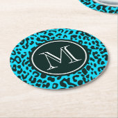Blauer Leopard-Druck Runder Pappuntersetzer (Angewinkelt)