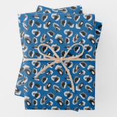 Blauer Leopard Druckmuster Geschenkpapier Set (Beispiel)