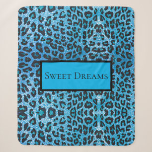 Blauer Leopard Faux-Sparkle Süße Träume Modern Chi Sherpadecke
