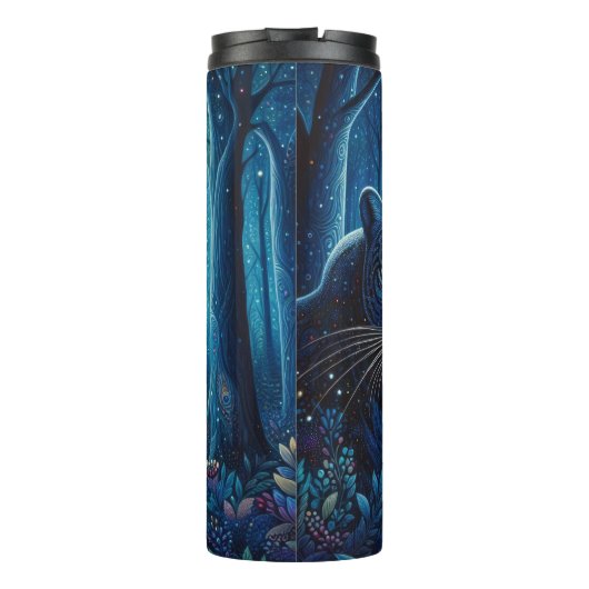 Blauer Leopard in einem Mondwald Thermosbecher (Rückseite)