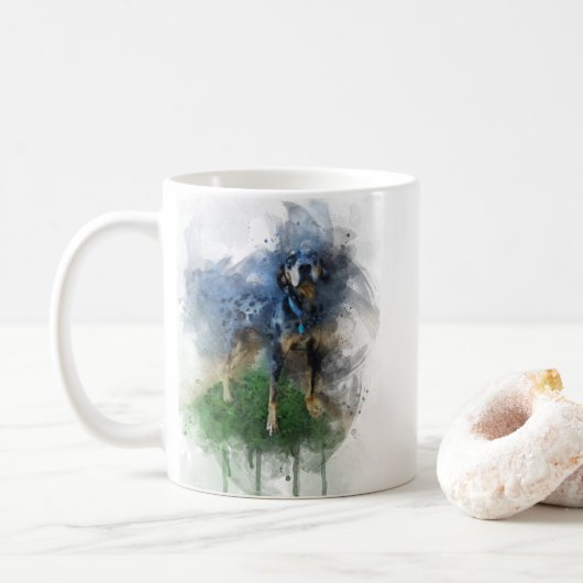 Blauer Leopard Katahoula Hund in Aquarellfarben-Ta Kaffeetasse (Mit Donut)