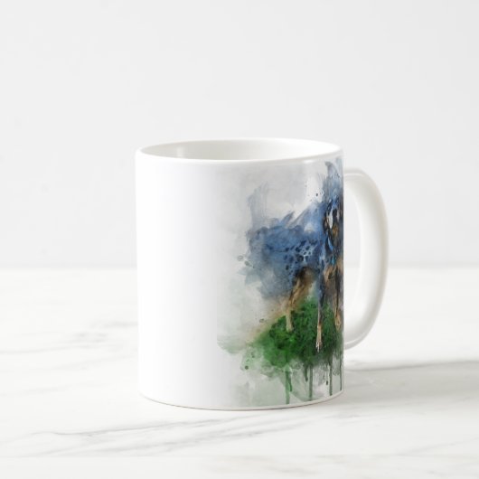 Blauer Leopard Katahoula Hund in Aquarellfarben-Ta Kaffeetasse (VorderseiteRechts)