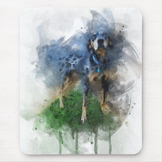 Blauer Leopard Katahoula in Watercolor Mousepad (Vorne)