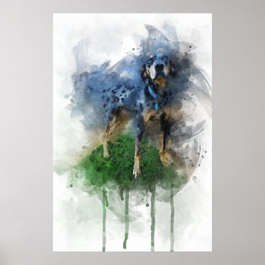 Blauer Leopard Katahoula in Watercolor Poster (Vorne)
