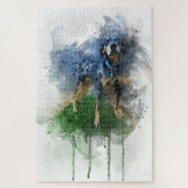 Blauer Leopard Katahoula in Watercolor Puzzle