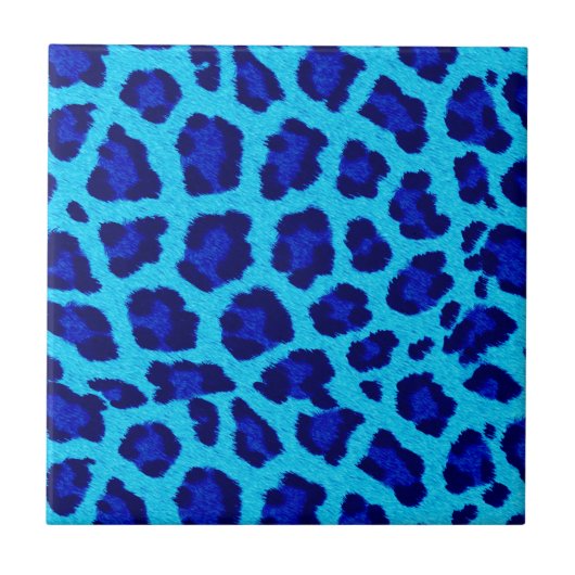 Blauer Leopard Keramik Tile Fliese (Vorderseite)