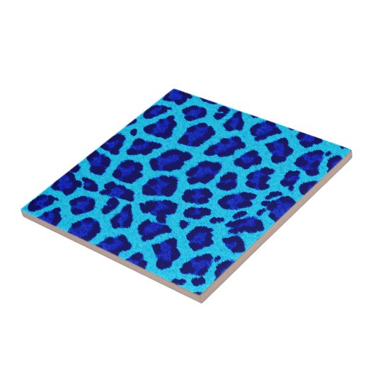 Blauer Leopard Keramik Tile Fliese (Seite)