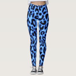 Blauer Leopard Leggings