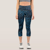 Blauer Leopard Print Animal Muster Capri Leggings (Vorderseite)