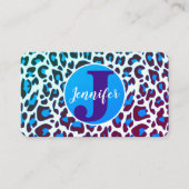 Blauer Leopard Print Rockabilly Muster Visitenkarte (Vorderseite)