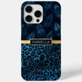 Blauer Leopard Print Shimmer Tropenflorname Case-Mate iPhone Hülle (Rückseite)