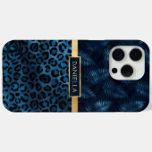 Blauer Leopard Print Shimmer Tropenflorname Case-Mate iPhone Hülle (Rückseite (Horizontal))
