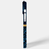 Blauer Leopard Print Shimmer Tropenflorname Case-Mate iPhone Hülle (Rückseite / Links)