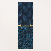 Blauer Leopard Print Shimmer Tropenflorname Yogamatte (Vorderseite)