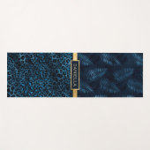 Blauer Leopard Print Shimmer Tropenflorname Yogamatte (Vorderseite (Horizontal))