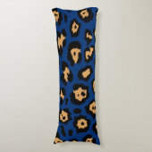 Blauer Leopard Seitenschläferkissen (Vorderseite Vertikal)