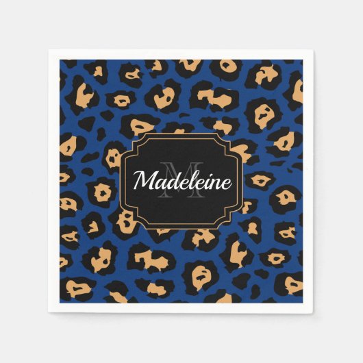 Blauer Leopard Serviette (Vorderseite)