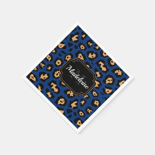 Blauer Leopard Serviette (Ecke)