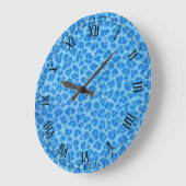 Blauer Leopard Skin Runde römische Zahlen Uhr (Winkel)