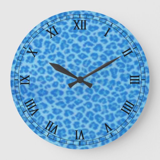 Blauer Leopard Skin Runde römische Zahlen Uhr (Vorderseite)