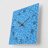 Blauer Leopard Skin Square römische Zahlen Uhr (Winkel)