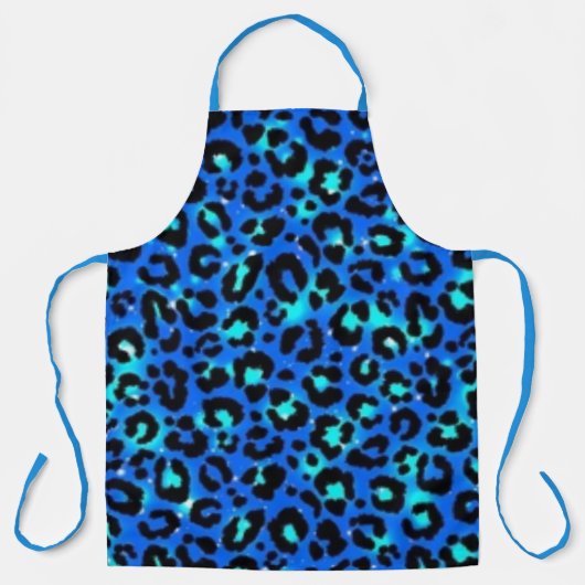 Blauer Leopard-Tierdruck-Küchenschürze Schürze (Vorderseite)
