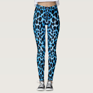 Blauer Leopard-Tierdruck-Leggings Leggings