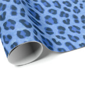 Blauer Leopard Tierdruckmuster Geschenkpapier (Rolleneckpunkt)