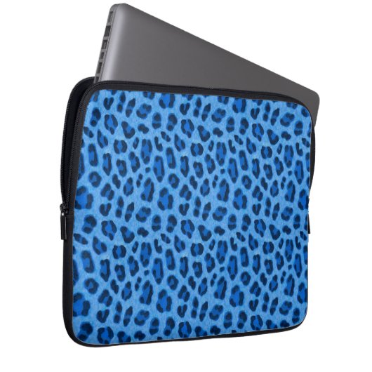Blauer Leopard Tierdruckmuster Laptopschutzhülle (Vorne Rechts)