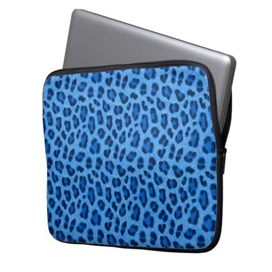 Blauer Leopard Tierdruckmuster Laptopschutzhülle (Vorderseite Links)