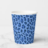 Blauer Leopard Tierdruckmuster Pappbecher (Rückseite)