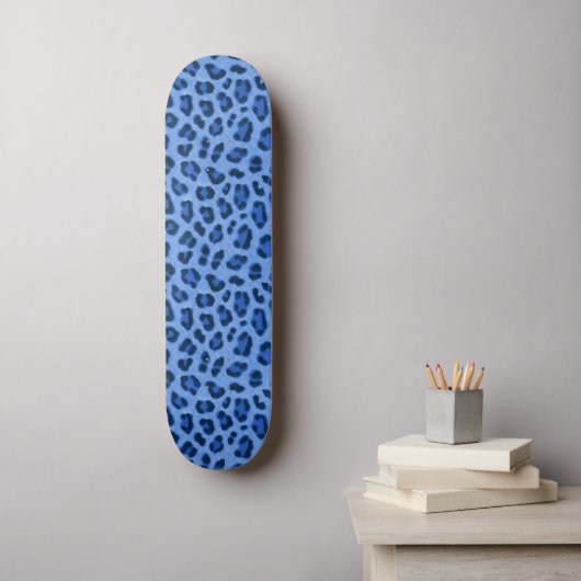 Blauer Leopard Tierdruckmuster Skateboard (Wandkunst)