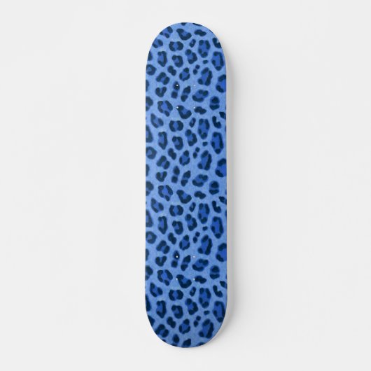 Blauer Leopard Tierdruckmuster Skateboard (Vorne)