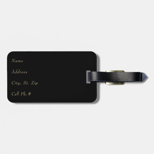 Blauer Leopard Tierhaut und Glitzer - Monogramm Gepäckanhänger (Rückseite horizontal)