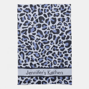 Blauer Leoparden-Druck Retro-Küchenhandtuch Geschirrtuch