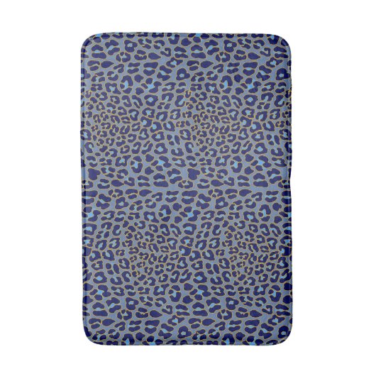 Blauer Leopardendruck Badematte (Vorderseite Vertikal)