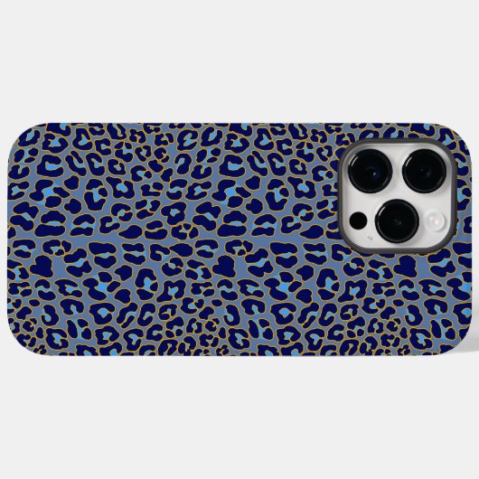 Blauer Leopardendruck Case-Mate iPhone Hülle (Rückseite (Horizontal))