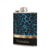 Blauer Leopardendruck Flachmann (Links)