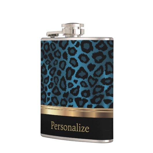 Blauer Leopardendruck Flachmann (Links)