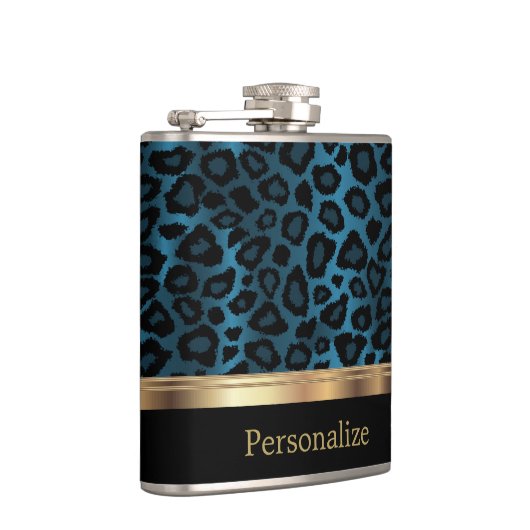 Blauer Leopardendruck Flachmann (Rechts)