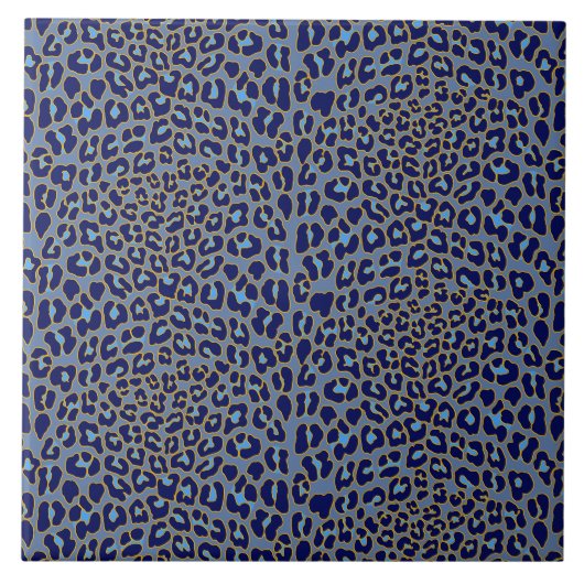 Blauer Leopardendruck Fliese (Vorderseite)