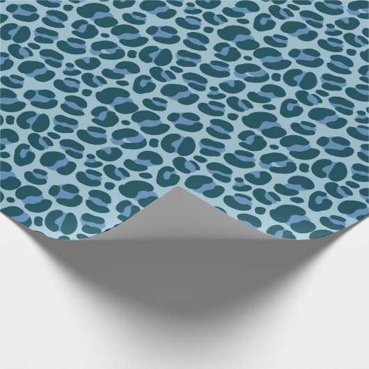 Blauer Leopardendruck Geschenkpapier (Ecke)