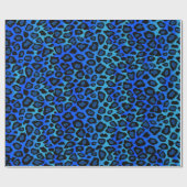 Blauer Leopardendruck Geschenkpapier (Flach)