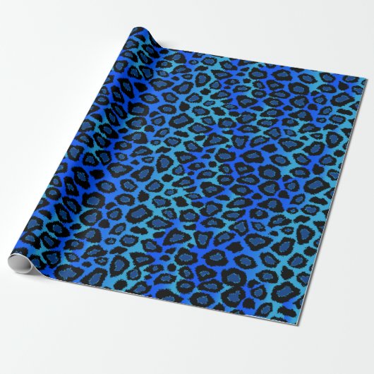 Blauer Leopardendruck Geschenkpapier (Ungerollt)