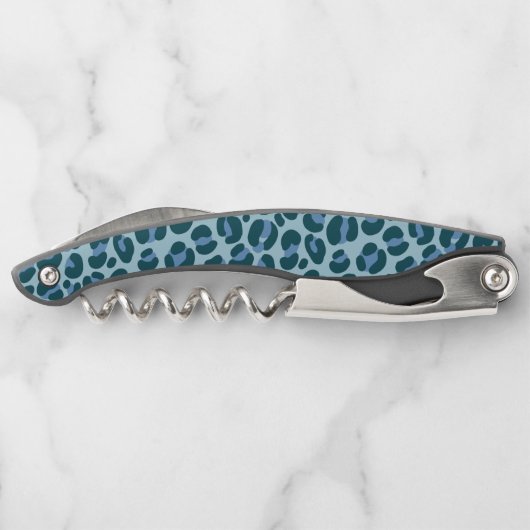 Blauer Leopardendruck Kellnermesser (Rückseite)