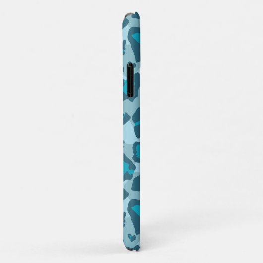 Blauer Leopardenprint und Monogramm Case-Mate iPhone Hülle (Hinten/Rechts)