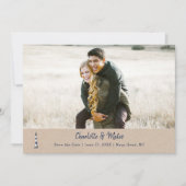 Blauer Leuchtturm Save the Date Karte (Vorderseite)