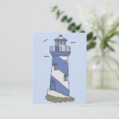 blauer Leuchturm Postkarte (Stehend Vorderseite)