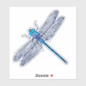 Blauer Libelle Aufkleber (Blatt)